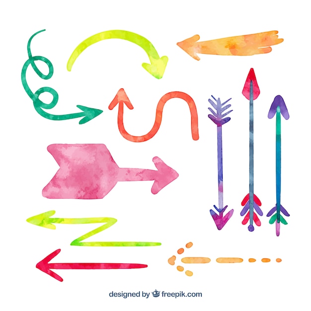 Vetor coleção setas aguarela