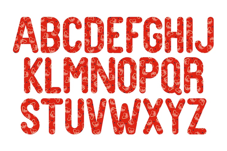 Vetor coleção versátil de letras do alfabeto vermelho de rubí para vários usos.
