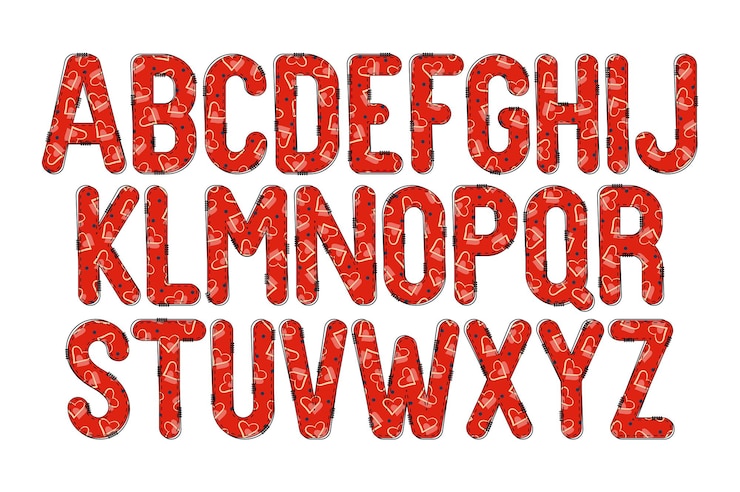 Vetor coleção versátil de letras do alfabeto vermelho de rubí para vários usos.