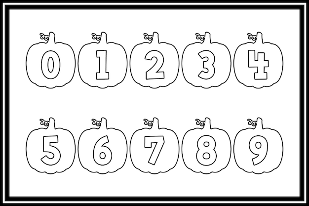 Vetor coleção versátil de números de abóbora para vários usos