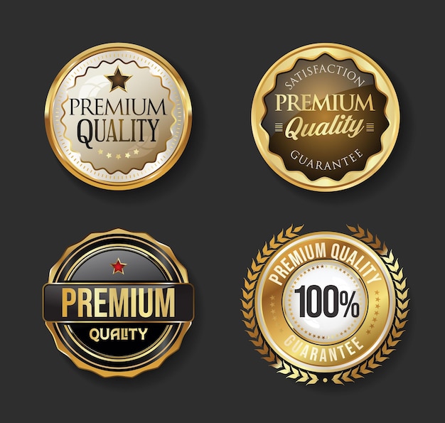 Coleção vetorial de crachás de design dourado de qualidade premium