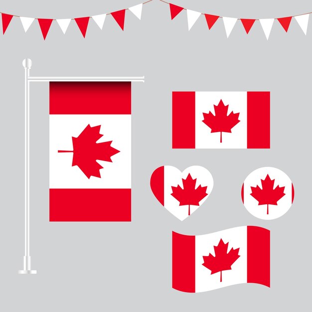 coleção vetorial de emblemas e ícones do Canadá em diferentes formas