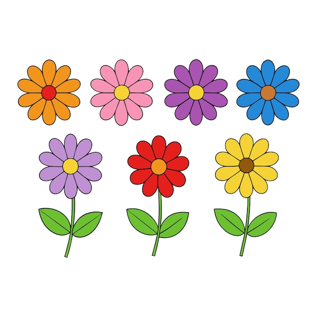 coleção vetorial de flores multicoloridas vibrantes