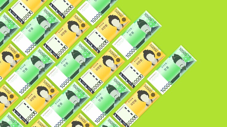 Vetor coleção vetorial de notas coreanas ganhou moeda de troca dinheiro