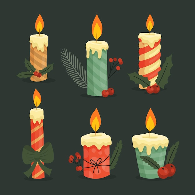 Coleção vintage de velas de natal