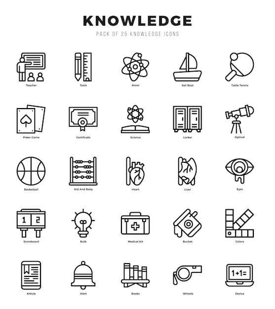 Colecção de Conhecimento 25 Lineal Icons Pack