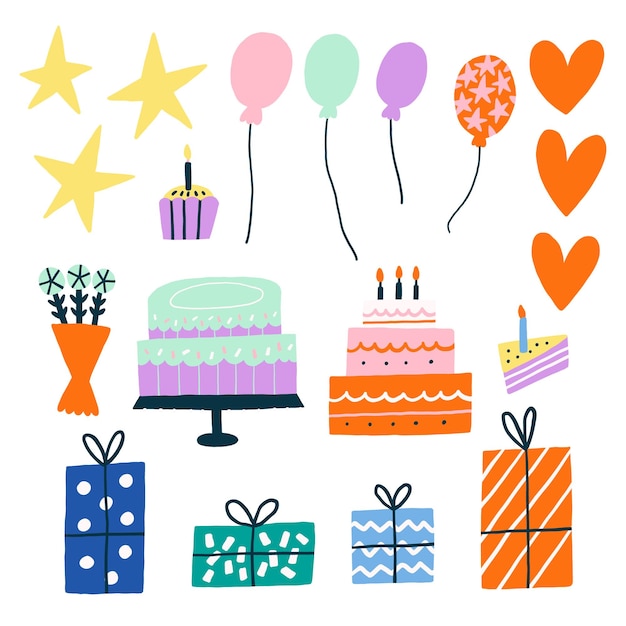 Colecção de decoração de felicitações de aniversário