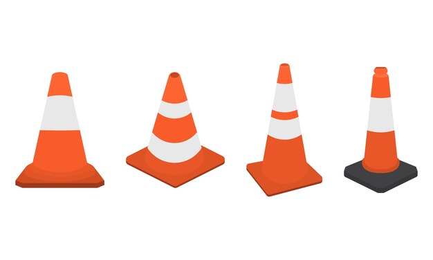 Colecção de diferentes ilustrações de cones de tráfego