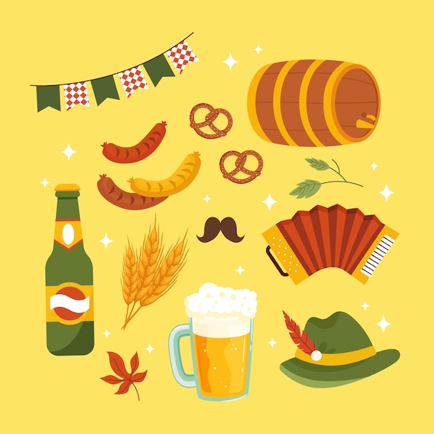 Colecção de elementos de design para a celebração do festival de cerveja Oktoberfest