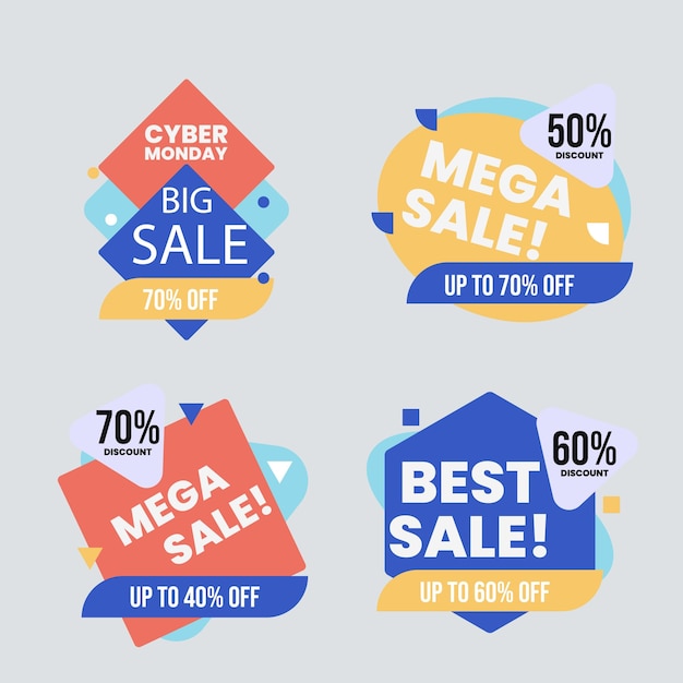 Colecção de etiquetas de venda Oferta especial grande venda desconto melhor preço mega venda conjunto de banners