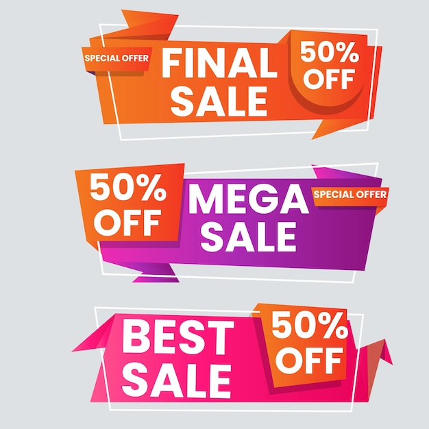 Colecção de etiquetas de venda Oferta especial grande venda desconto melhor preço mega venda conjunto de banners