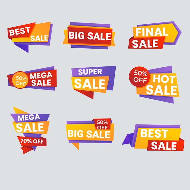 Colecção de etiquetas de venda Oferta especial grande venda desconto melhor preço mega venda conjunto de banners