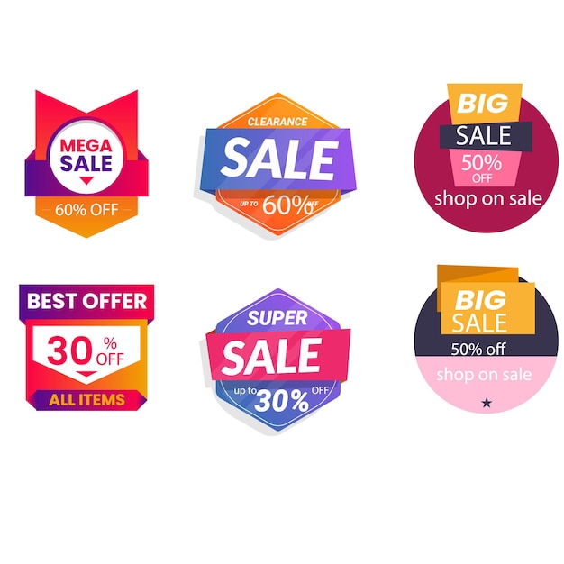 Colecção de etiquetas de venda Oferta especial grande venda desconto melhor preço mega venda conjunto de banners