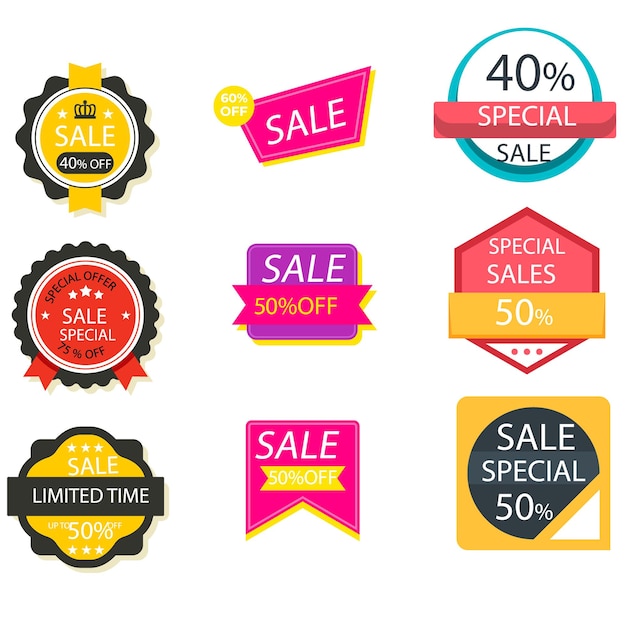Colecção de etiquetas de venda Oferta especial grande venda desconto melhor preço mega venda conjunto de banners