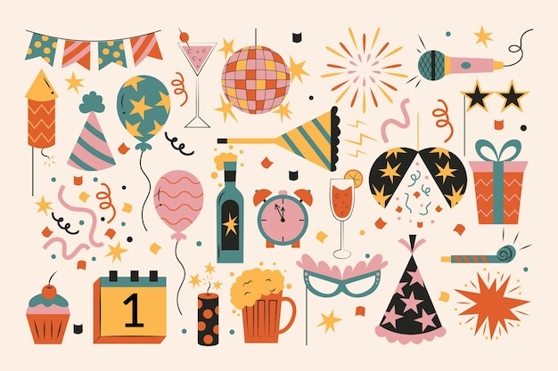 Colecção de Festa de Feliz Ano Novo