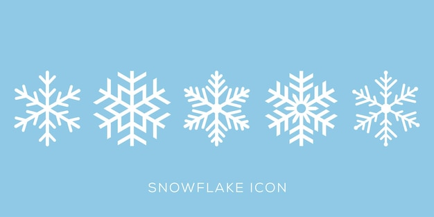 Colecção de ícones de variações de flocos de neve ou símbolo de inverno e sinal de logotipo de natal