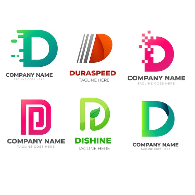 Colecção de letras de tecnologia D modelo de design de logotipo Iniciais símbolo para negócios Start up Arti