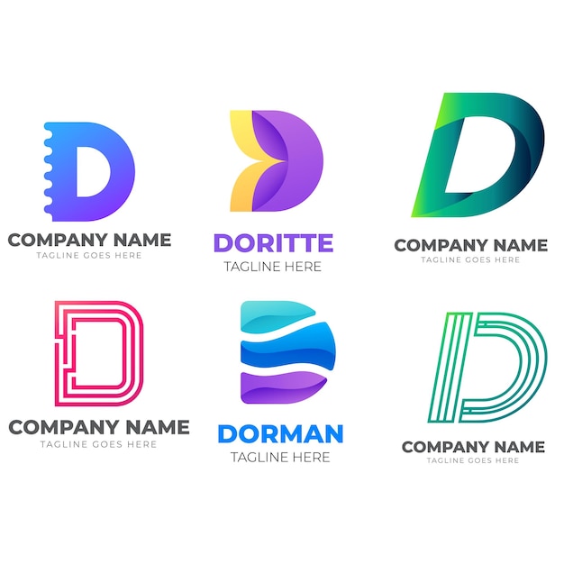 Colecção de letras de tecnologia D modelo de design de logotipo Iniciais símbolo para negócios Start up Arti