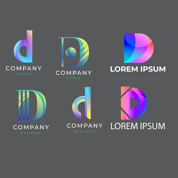 Colecção de letras de tecnologia D modelo de design de logotipo Iniciais símbolo para negócios Start up Arti