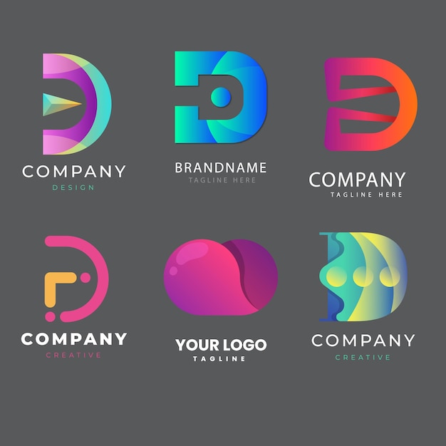 Colecção de letras de tecnologia D modelo de design de logotipo Iniciais símbolo para negócios Start up Arti
