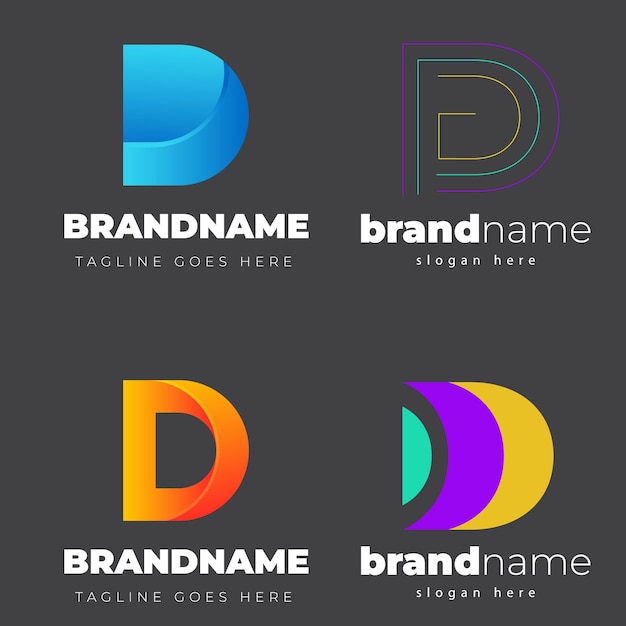 Colecção de letras de tecnologia D modelo de design de logotipo Iniciais símbolo para negócios Start up Arti