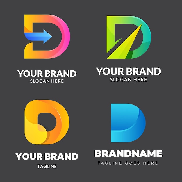 Colecção de letras de tecnologia D modelo de design de logotipo Iniciais símbolo para negócios Start up Arti