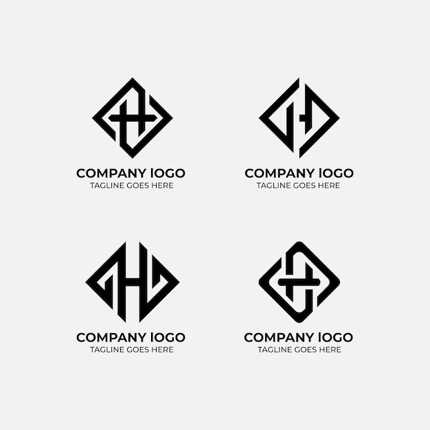 Vetor colecção de modelos de design plano de conjunto de logotipo h