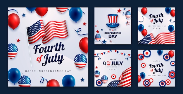 Colecção de postagens no Instagram para a celebração do Dia da Independência dos EUA