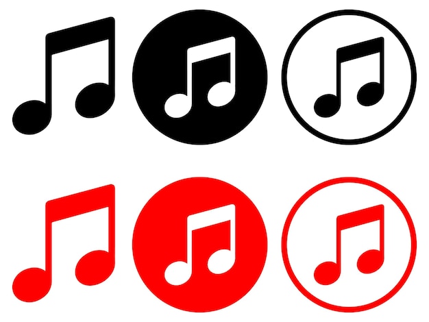 Colecção de vetor de ícone de nota musical em fundo branco Vector de conjunto de ícones de nota