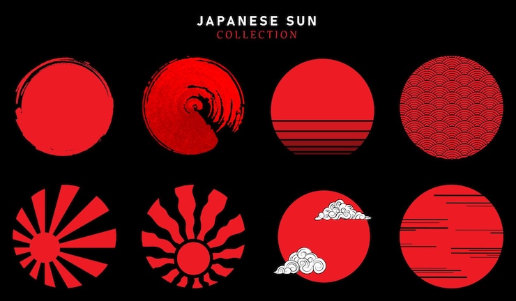 Vetor colecção de vetores solares japoneses sol nascente
