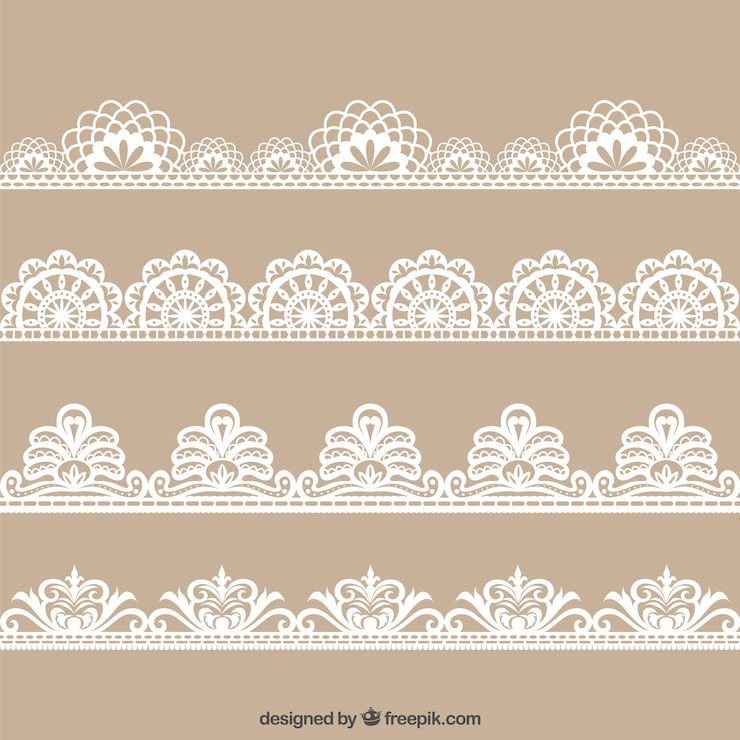 Vetor colecction da mão desenhada decoração floral lace