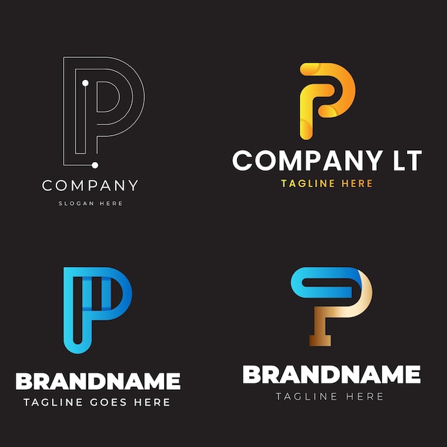 Coleções criativas de design de logotipo da letra P