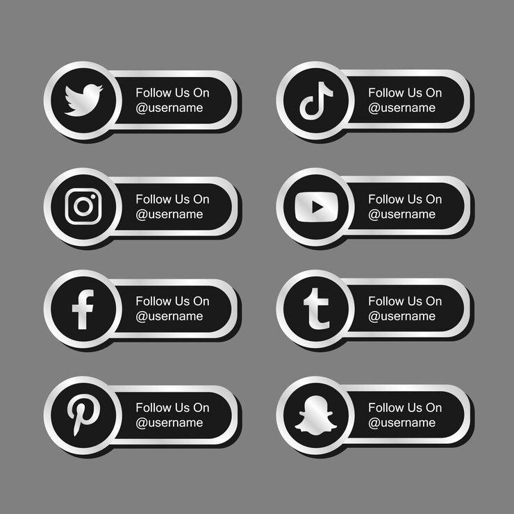 Coleções de ícones de prata de mídia social populares