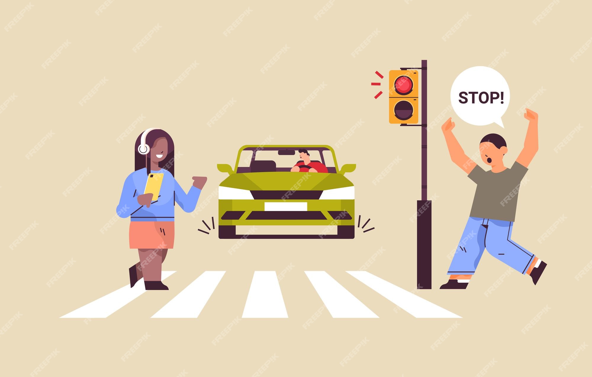 Violation road rules kids abruptly cross path Vector Image