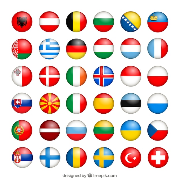 Vetor coleta de bandeiras europeias