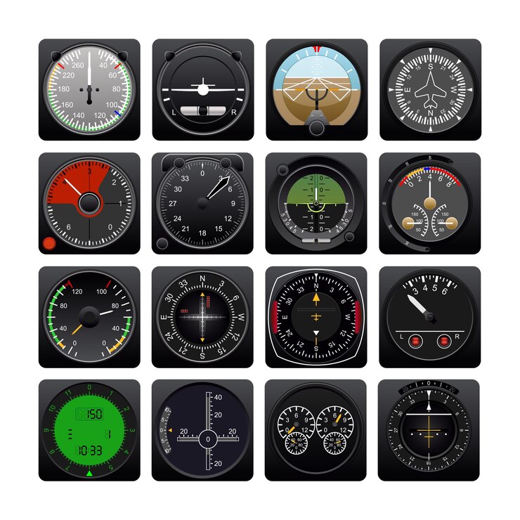 Vetor coleta de indicadores de aeronaves em detalhes