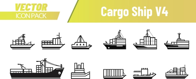 Vetor coleta de vetores de logística marítima ilustrações de navios de carga navios comerciais