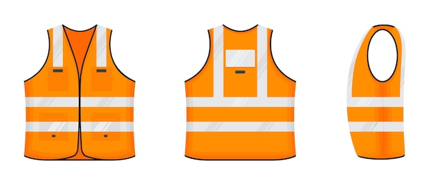 Colete reflexivo de segurança ícone sinal estilo plano design conjunto de ilustração vetorial