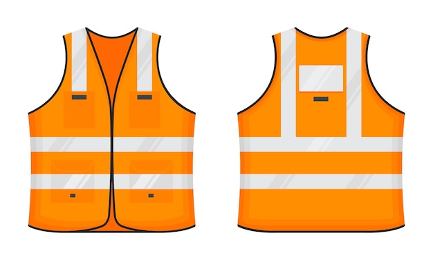 Colete reflexivo de segurança ícone sinal estilo plano design conjunto de ilustração vetorial