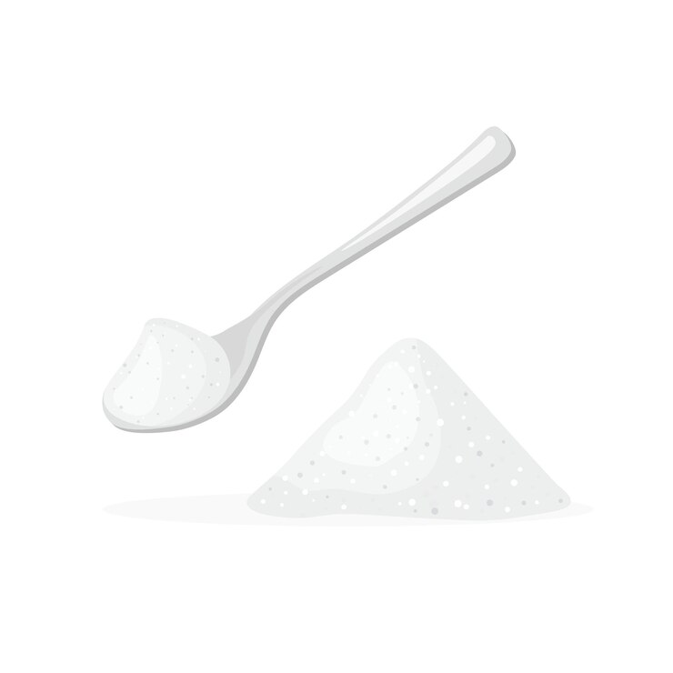 Vetor colher de metal prateada cheia de sal cozimento e ingrediente de cozimento colher de chá de vetor isolada em branco