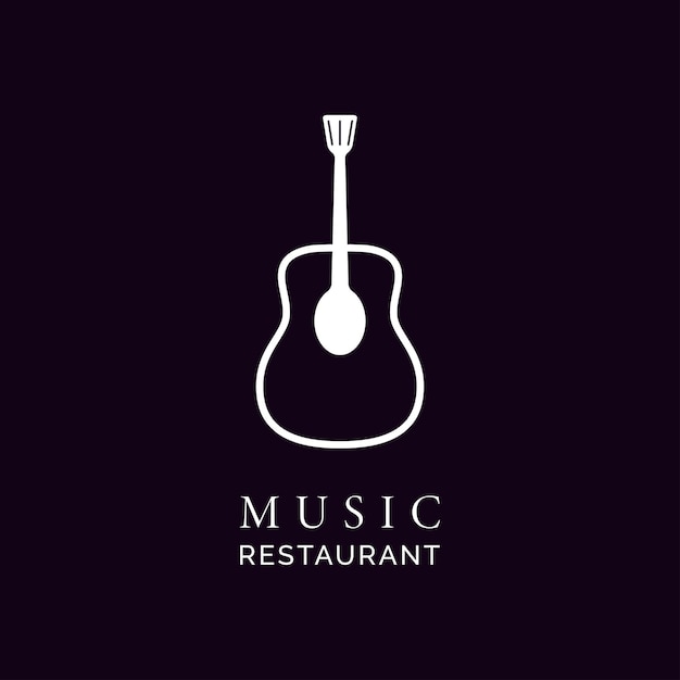 Colher espátula guitarra concerto de música ao vivo para bar café restaurante pub nightclub design de logotipo