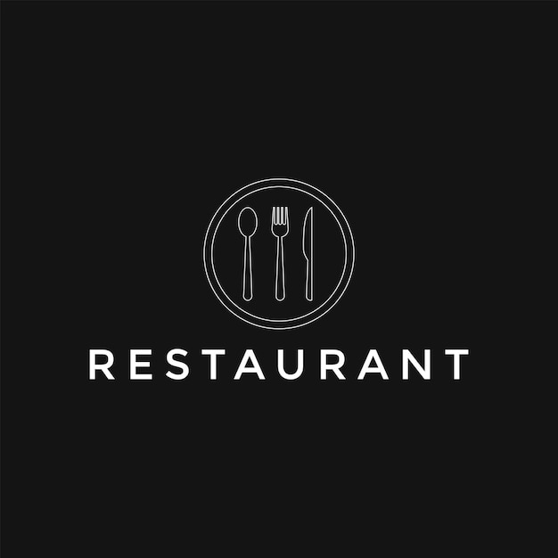 Colher, garfo e faca, símbolo, gráfico, ilustração vetorial, grande logotipo, minimalista, para restaurante