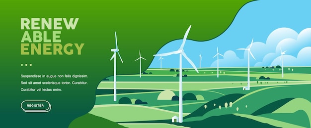 Colinas verdes paisagem natural Turbina eólica ecológica ambiente sustentável energia renovável