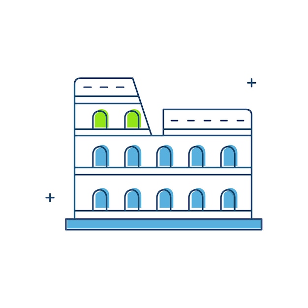 Coliseu Roma Antiga Arena Histórica Marco Romano Monumento Italiano Desenho de Ícones Vector