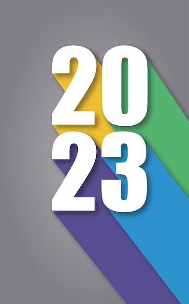 Vetor color shadow 2023 feliz ano novo logo desain