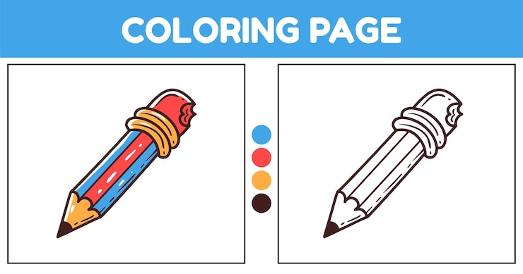 Vetor coloração de elementos de lápis para ilustração vetorial de crianças