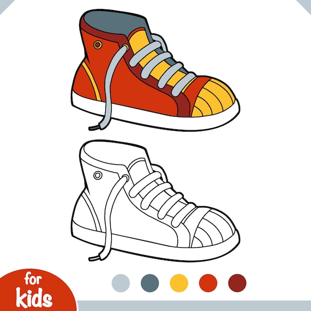 Vetor coloração de livros de desenhos animados coleção de sapatos sneaker