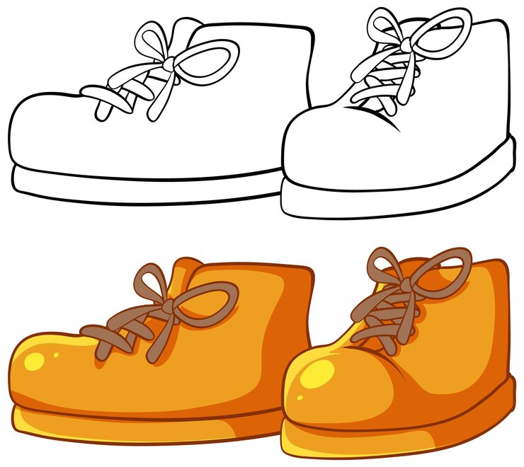 Vetor coloração e ilustração de sapatos coloridos