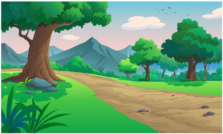 Vetor colore as ilustrações na floresta e na natureza durante o dia