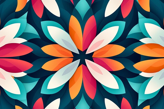 Vetor colorful abstract flower pattern on a dark blue background